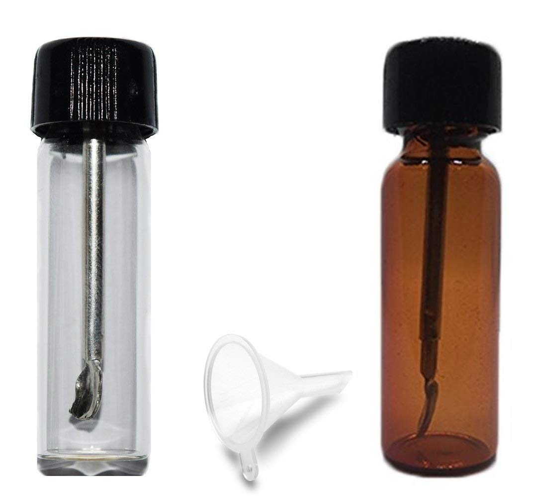 2 Pack Glass Bottle with Spoon Strong Vial Pocket Mini Funnel Bullet Glass Vial (2 Pack)