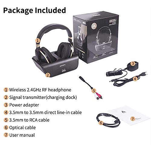 Wireless Headphones for TV with Optical, MONODEAL Digital Stereo Over Ear Headsets with Charging Dock, 2.4GHz Rf Transmitter, 20H Playtime, for TV Pc Mobile - Thumbnail 7