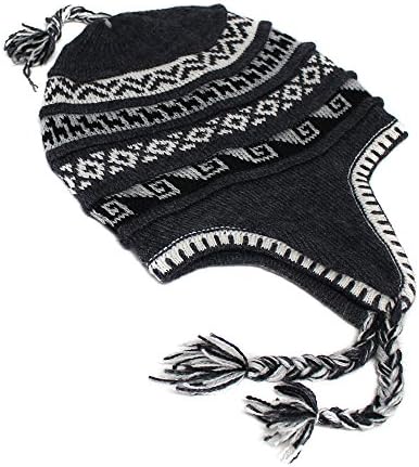 CELITAS DESIGN CHULLO Lined Baby Alpaca All Colors Incaico Made In Peru Dark Grey ds118