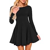 XXTAXN Women's Sexy Crew Neck Long Sleeve Ruffle Hem Cocktail Party Corset Mini Dress
