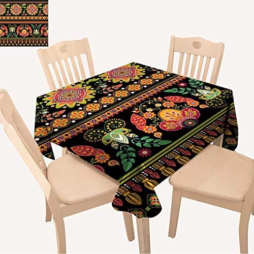 UHOO2018 Square/Rectangle Polyester Table Cloth Striped Seamless Pattern Floral Wallpaper Easy Care Spillproof,23 x 23inch