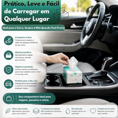 Kit com 5 Caixas de Lenços de Papel Faciais 4 Camadas, 100 Lenços por Caixa, Extra Macios e Resistentes, Alta Absorção, Papel Tissue para Uso Diário, Casa e Escritório
