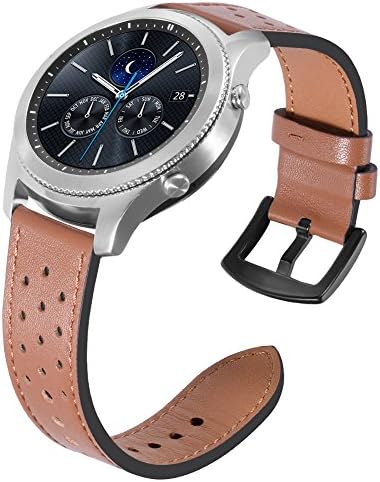 For Samsung Gear S3 Bands Leather, Austrake Replacement Watch Band with Buckle Leather Strap Wristband for Samsung Gear S3 Classic/Frontier Smartwatch Band,Brown