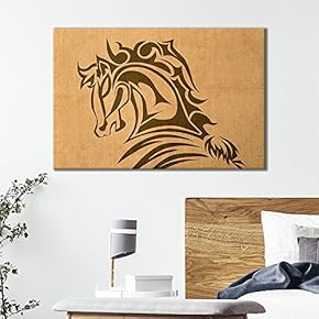 Canvas Wall Art - Horse Pattern on Vintage Background - Giclee Print Gallery Wrap Modern Home Art Ready to Hang - 12x18 inches