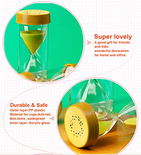 SONGVEN Cute Kiwi Fruit 5 Mins Safety Sand Timers for Kids Colorful Plastic Hourglass Sand Timers for Classroom Cooking Baking Kitchen Toothbrush Timer Teacher Therapist Office Desk(5 mins kiwi berry) - Thumbnail 4
