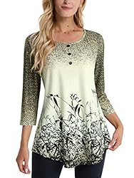 BAISHENGGT Women's 3/4 Sleeve Tunic Tops Floral
