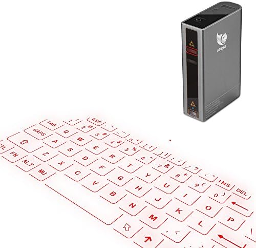 STARNUO Virtual Laser Projection Wireless Bluetooth Keyboard Power bank for Iphone Ipad,Smartphone and Tablets (Gray)