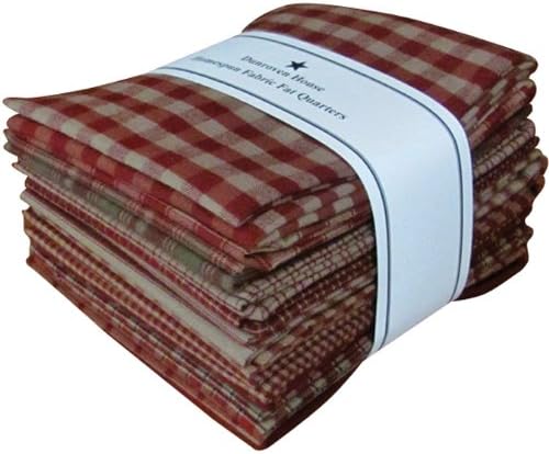Dunroven HouseHomespun Fat Quarters-Red (Piece of 12), Cotton, 18 by 21-Inch