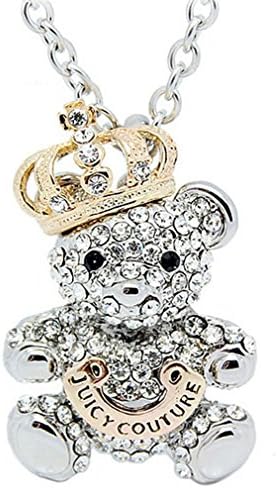Fashion Jewelry Collection Diamond AAA Zircon Cute Teddy Bear Colorful Crystal Pendant Necklace