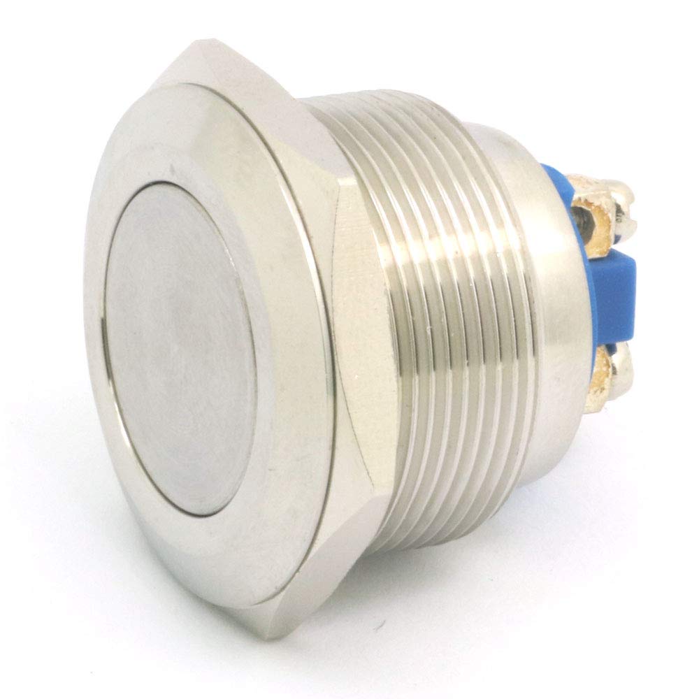 DollaTek 25mm Flat Reset Button Switch 12V DC Angel Eye LED Waterproof Stainless Steel Round Llight Switch With Screw Foot - Sliver