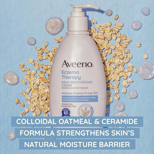 Aveeno Eczema Therapy Daily Moisturizing Body Cream for Sensitive Skin, Soothing Eczema Relief Cream, Colloidal Oatmeal & Ceramide for Dry & Itchy Skin, Steroid- & Fragrance-Free, 7.3 oz