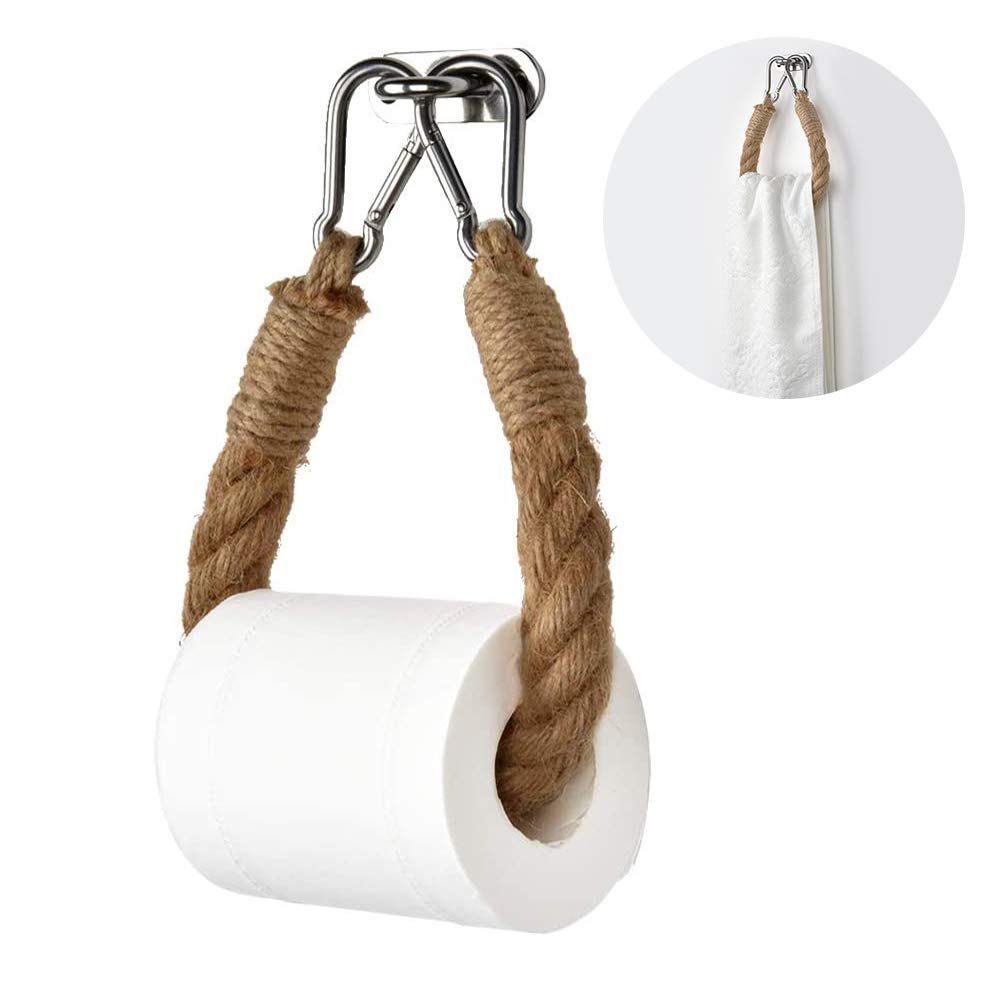 Mecozy Toilet Paper Holder Vintage Hemp Rope Toilet Paper roll Holder for Toilet Bathroom Bath(60cm)-1