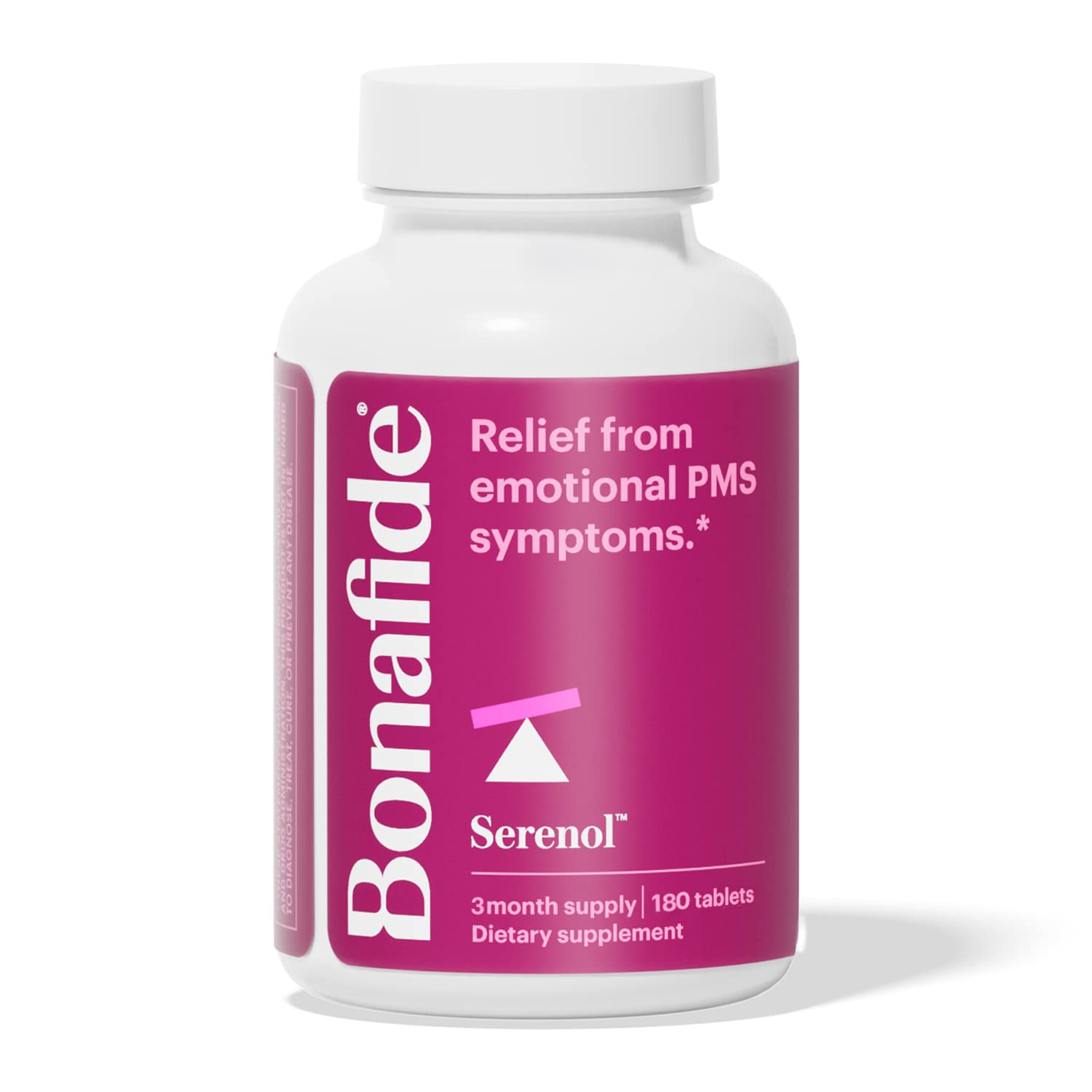 Serenol by Bonafide. Relief from Hormonal Mood Swings, Irritability, & PMS Bloating. — 3-Month Supply (180 Tablets)