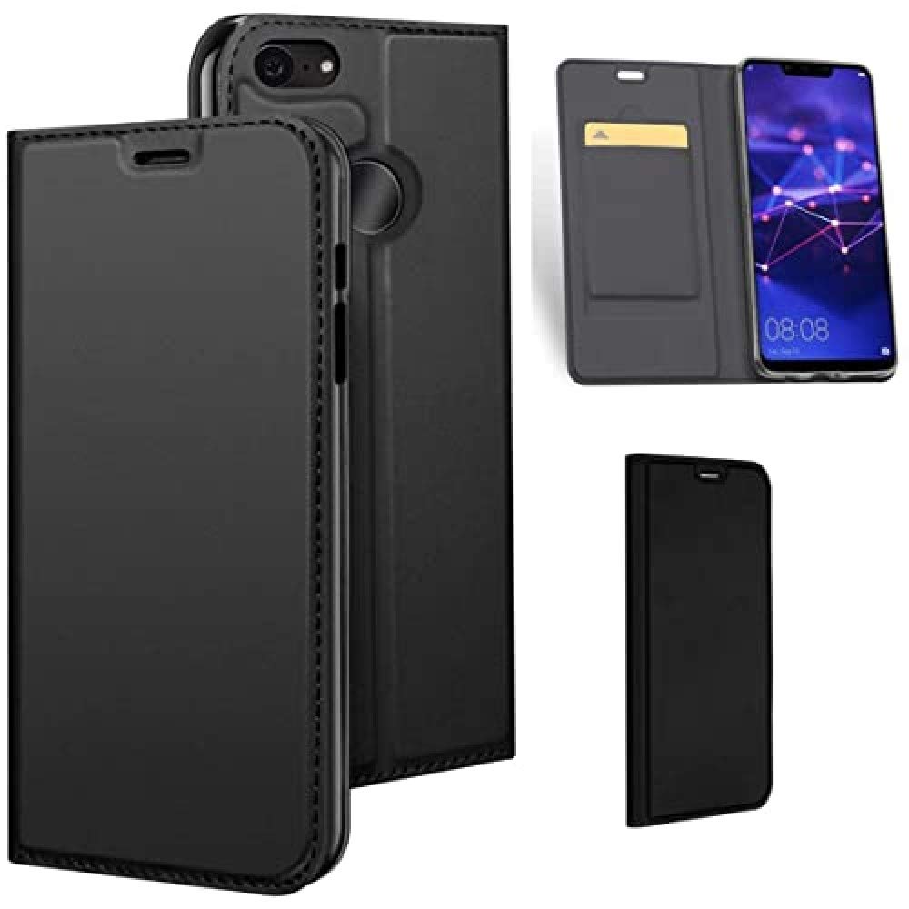iPOMCASE Coque Folio Porte Carte pour Google Pixel 3 XL, Noir