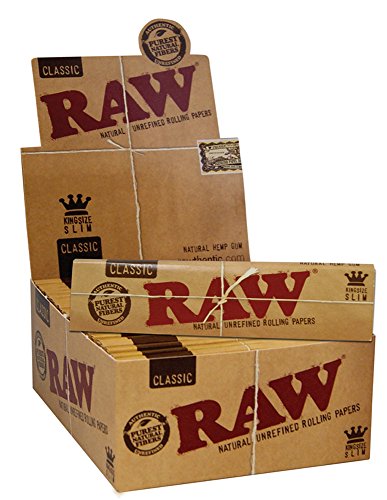 RAW King Size Slim Premium Papers Unbleached Paper 3 Boxes (150 Booklets)