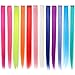 OneDor 23 Inch Colored Party Highlights Straight Hair Clip Extensions. Heat-Resistant Synthetic Hair Extensions in Multiple Colors (Full Color Set 12 Pcs)