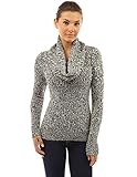 PattyBoutik Women's Drawstring Cowl Neck Marled Sweater