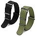 2pc 20mm Nato Nylon Strap Black , Army Green Replacement Watch Strap Band-Black Pvd Buckle