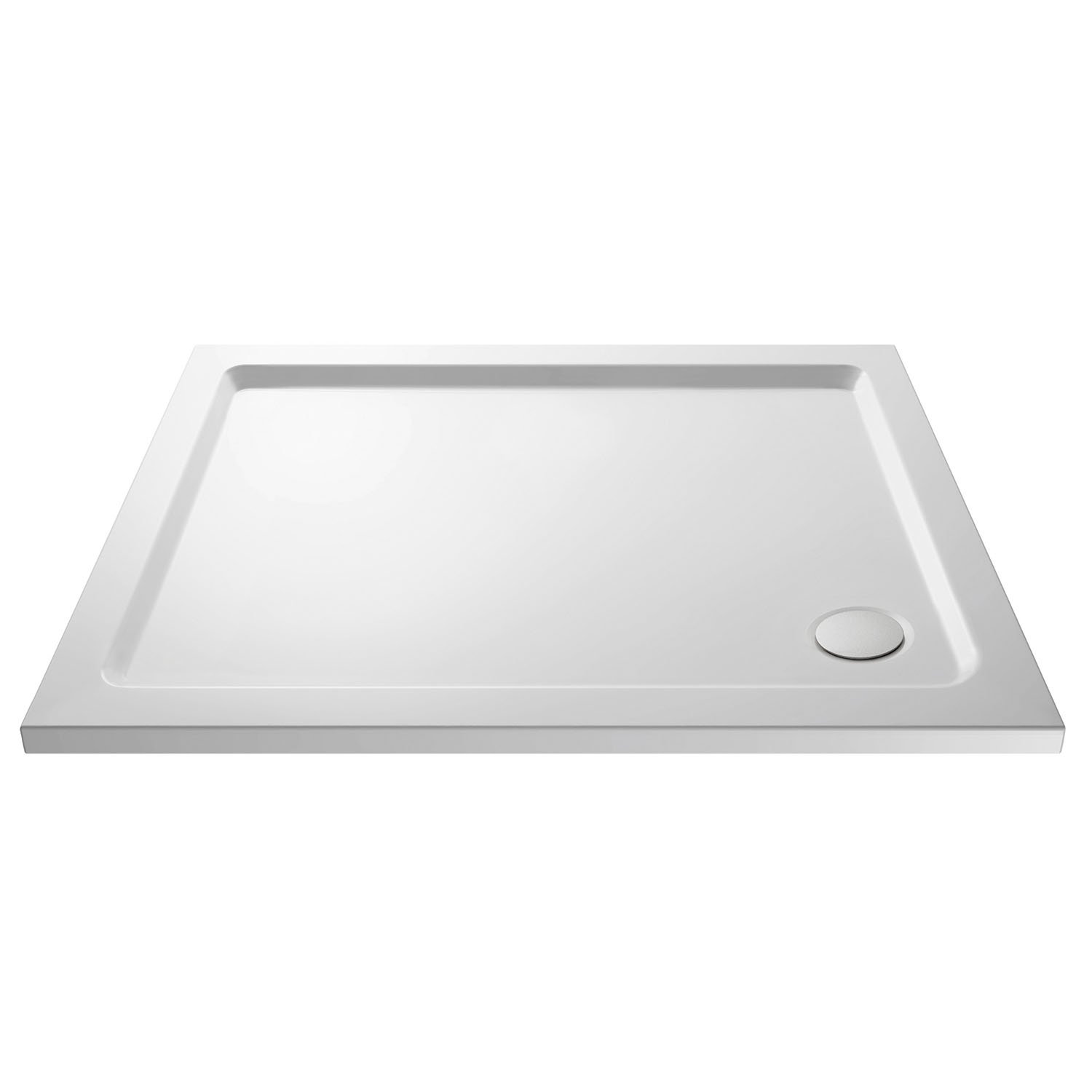 Nuie NTP016 | Modern Bathroom Rectangular Slimline Pearlstone Shower Tray, 700mm x 1100mm, Gloss White