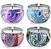 Scented Candles Gift Set - Jasmine Vanilla Lavender Rose, Naturals 100% Soy Wax, Protable Travel Tin Candle for Stress Relief and Aromatherapy, Christmas Gift Candles 4 Pack