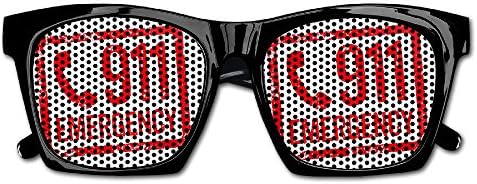 Call 911 Black Retro Resin Rim Frame Fashion Party Sunglasses