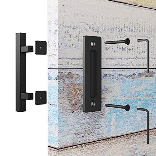 EaseLife 10" Sliding Barn Door Pull Handle with Flush Hardware Set