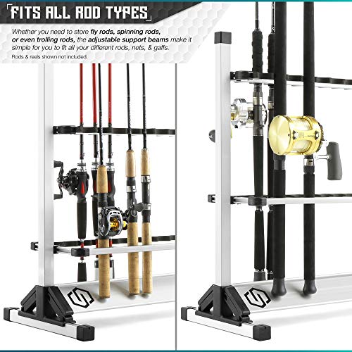 Savior Instruments Aluminum Fishing Rod Rack Holder Fish Pole Storage