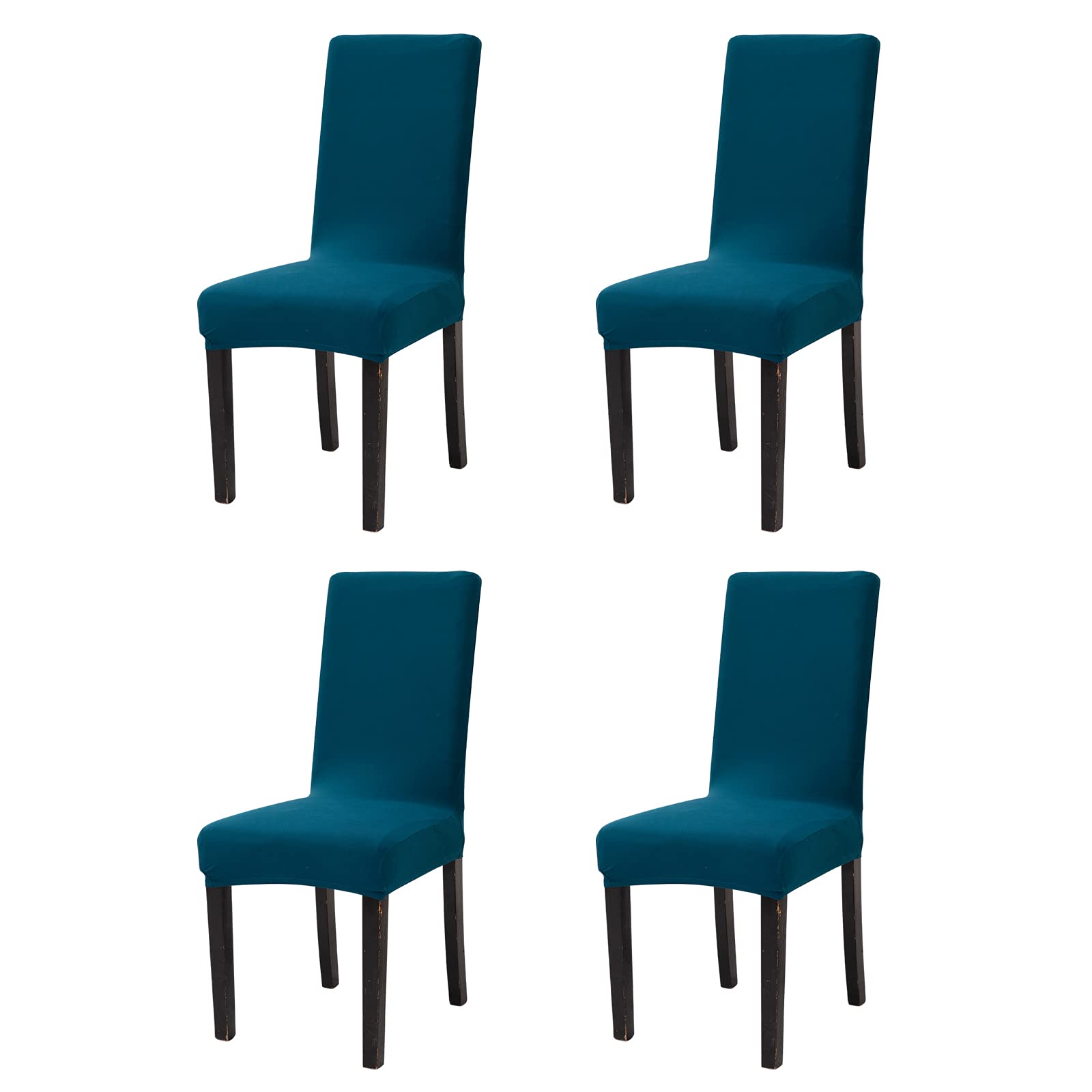 Sufdari Teal Green Stretch Dining Room Seat Covers - Set of 4, Soft Parsons Chair Covers, Removable Spandex for Kitchen Chairs