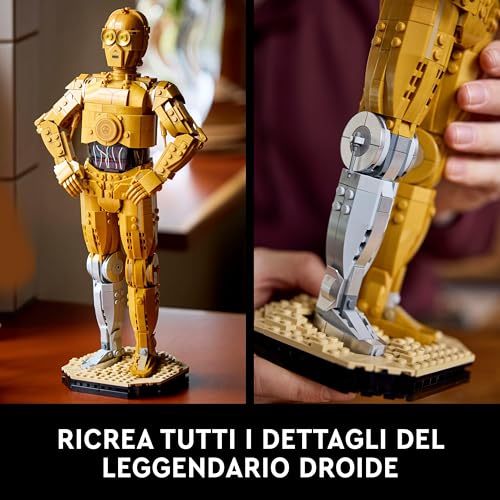 Star Wars 75398 C-3PO - Modellino di Droide da Costruire - Kit Modellismo per Adulti da Esposizione e da Collezione - Include Supporto, Targa Informativa e Minifigure - Idea Regalo per i Fan