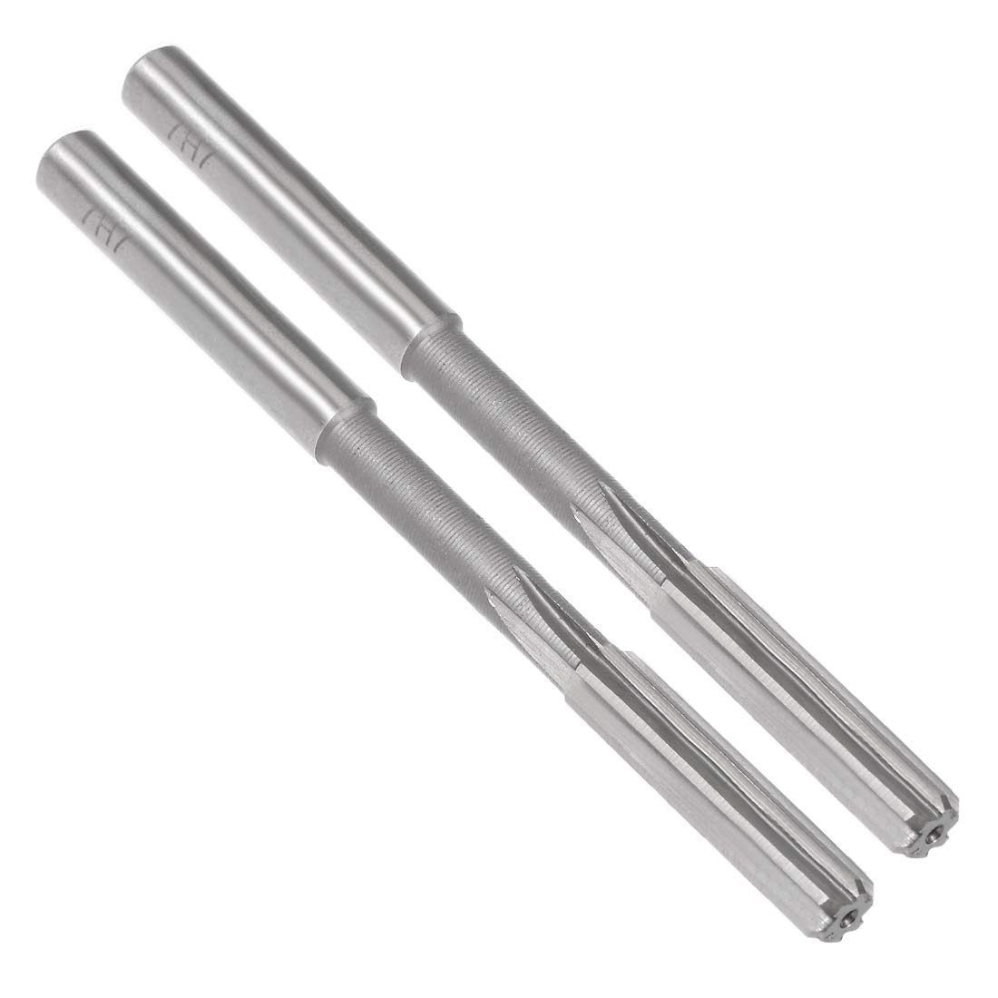 sourcing map Chucking Reamer 7mm, H7 HSS Lathe Machine Reamer 6 Straight Flutes, Round Shank Milling Cutting Tool, Metric Reaming Drill Bit for Stainless Steel Metal Hole, 2pcs