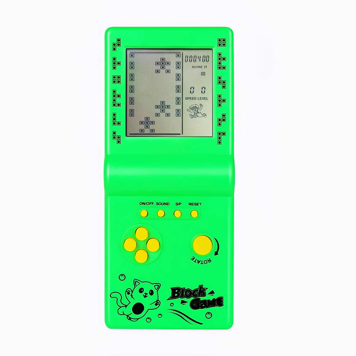 TAQY Retro Classic Block Game Console Multiple games Adjustable level/speed Handheld Porable console Brick game/racing/tank battle Puzzle game Electronic toys Children/friends (Green)