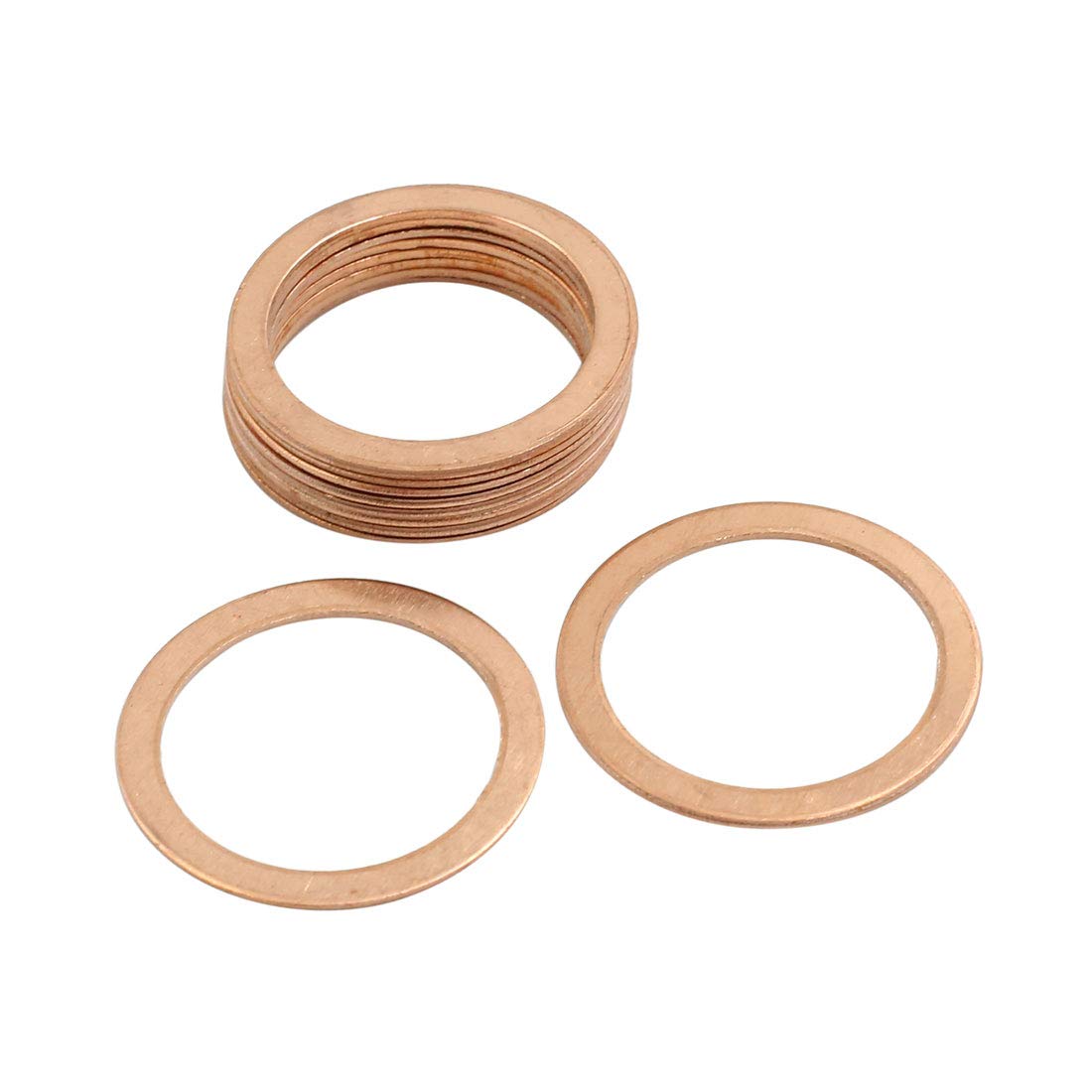 X AUTOHAUX 10pcs 25mm Inner Diameter Copper Washers Flat Sealing Gaskets Ring