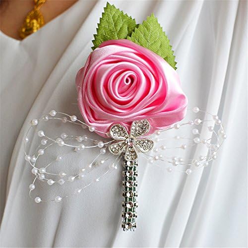 Jackcsale Boutonniere Bridegroom Groom Men's Boutonniere Boutineer with Pin for Wedding, Prom, Homecoming Pink Pack of 2