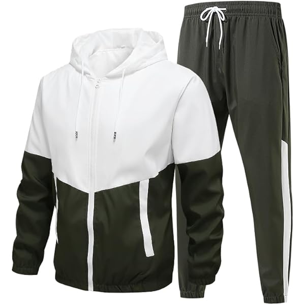 LUORUAN Men's Retro Windbreaker Tracksuits Set Long Sleeve