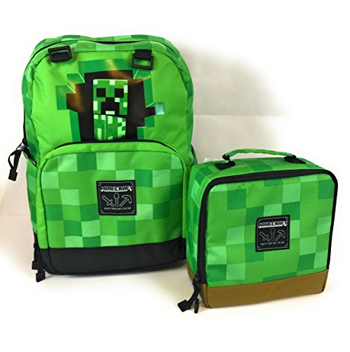 Minecraft 16" Backpack Creeper Insulated Lunch Box Combo 