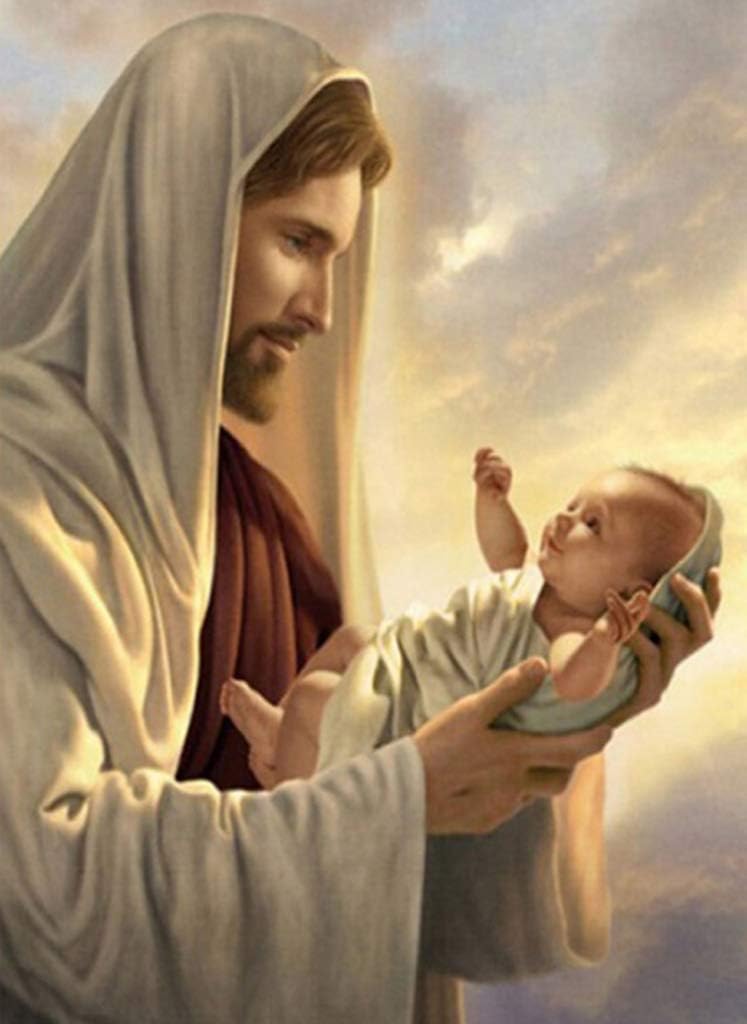 TINMI ARTS 5D Diamond Painting by Number Full Round with AB Drills Religious Kit DIY Mosaic Cross Stitch Pattern Handmade Embroidery Painting Handmade Wall Decor-14"x 18" Jesus and Baby