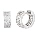 Mia Sarine Womens Pave Cubic Zirconia Band Huggie Hoop Earrings in Rhodium over Sterling Silver