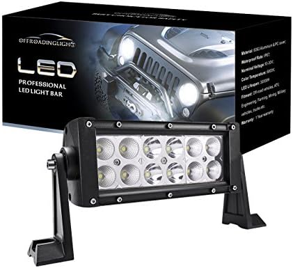 OFFROADINGLIGHT 7" 36W LED Light Bar Spot Flood Combo Light IP67 Waterproof Rate Off Road SUV ATV UTV Jeep (36W Spot Flood Combo)