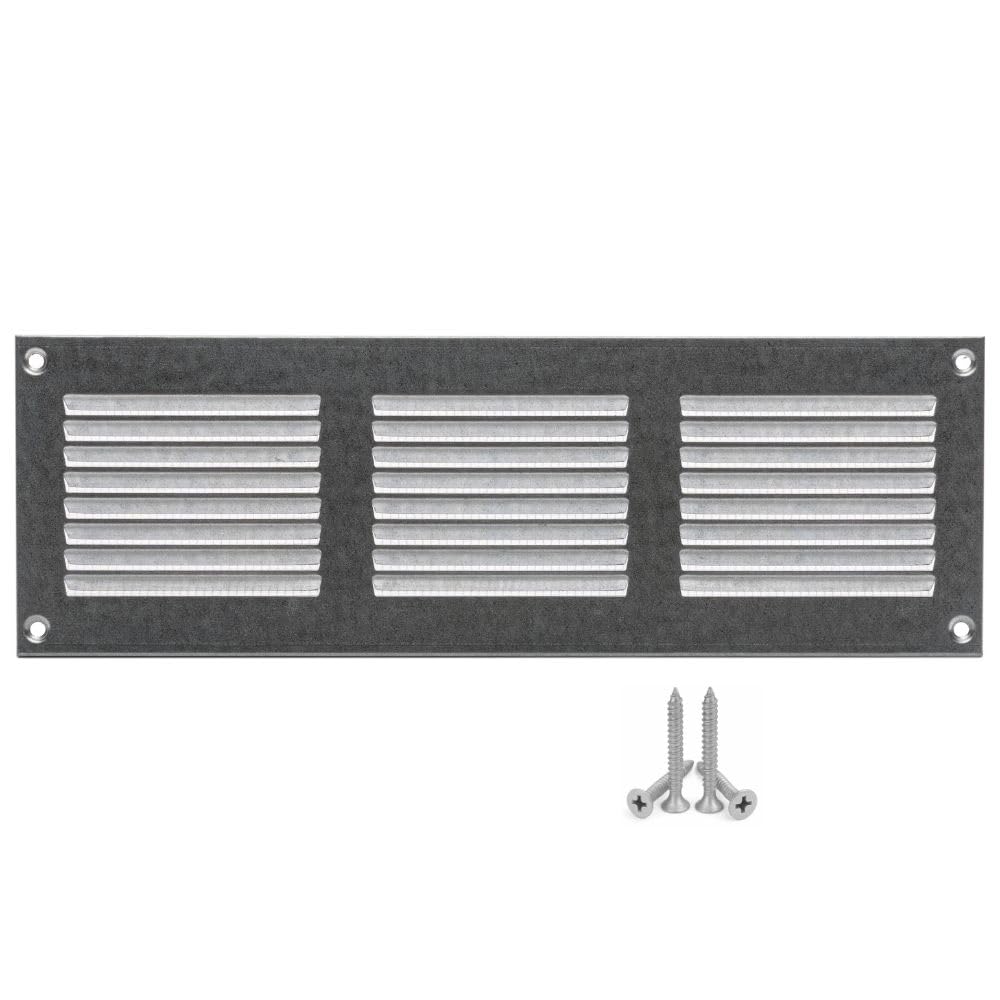 LIRAST 300x100mm Vent Cover Galvanised Steel - 12x4 inch Wall Vent Cover with Insect Mesh - Ceiling Soffit Vents - External Vent Cover - Metal Ventilation Grilles - Air Vent Covers for Walls