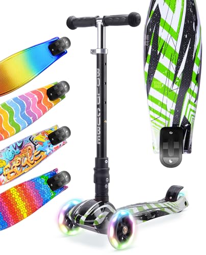 BOLDCUBE Big Fold | 3 Wheel Scooter for Kids Ages 5-10 Years | LED Wheels | Height Adjustable 65 to 89 cm | Rear Reflectors