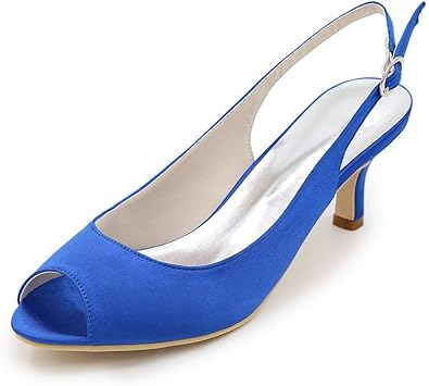 Amazon Co Jp ブライダルの靴ののぞき見つま先のスリングバック足首のバックルの結婚式の靴のファッション快適なアンクルストラップ裁判所の靴 スポーツ アウトドア