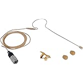 Rannsgeer Mini Headset Microphone Replacement Earhook Headset Mic for Audio Technica Wireless System (Tan)