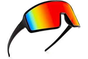 Street Knitted Men and Women's Black UV400 Protection Shield Reflective Rainbow Visor Mirror Cycling Sports Glasses 80s 90's Baseball Glasses for Youth Kids Teens Sunglasses