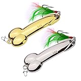 Sunlure Spoon Fishing Lures Metal Jig Lure Cranbait Casting Sinker Spoons with Feather Treble Hooks for Trout Bass Walleyes Spinner Baits (DW383F Pack of 5pcs)