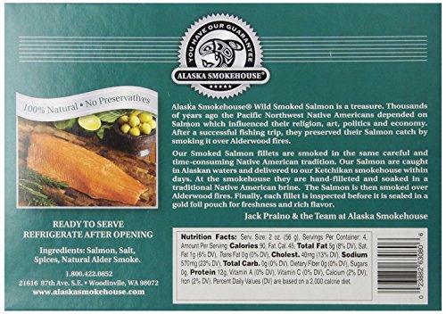 Alaska Smokehouse Smoked Salmon Fillet In Green, 8 Ounce Gift Box