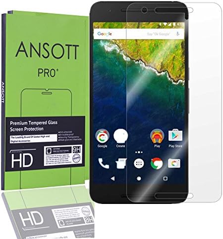 (2 Pack) Nexus 6P Screen protector[CutOut for Proximity Sensor],ANSOTT Nexus 6P Tempered Glass Screen Protector,0.26mm 9H Hardness Featuring Anti-Scratch, Anti-Fingerprint, Bubble Free