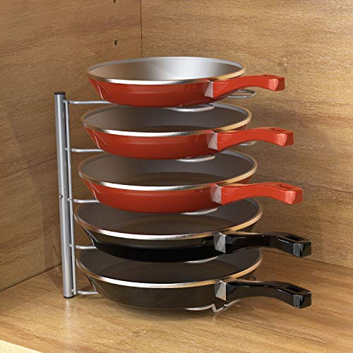 DecoBros Kitchen Counter and Pan Organizer Shelf Rack, Silver