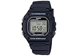 Casio W218H Series | Watches for Men | 50M WR | Black | 1/100 Second Stopwatch | 100 SEC Chronograph | LED Backlight | Daily Alarm | Hourly Time Signal | 7 Year Battery