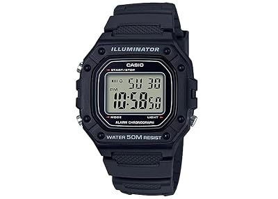 Casio W218H Series | Watches for Men | 50M WR | Black | 1/100 Second Stopwatch | 100 SEC Chronograph | LED Backlight | Daily Alarm | Hourly Time Signal | 7 Year Battery