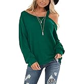 Ezbelle Womens Sweaters Oversized Long Sleeve Cold Shoulder Tops Shirt Tunic Sweatshirt